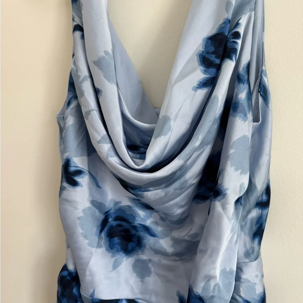 Abercrombie & Fitch Blue Cowl Neck Draped Maxi Dress NWT